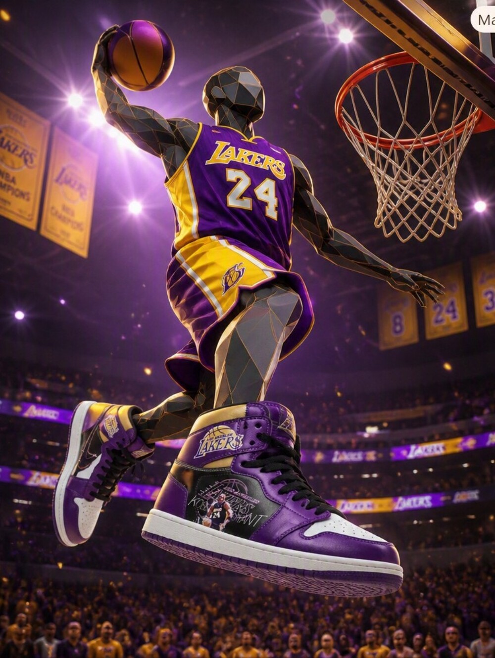 Men's Kobe Purple-Gold-Black Air Jordan 1 Basketball Shoes Size 13 NWOT